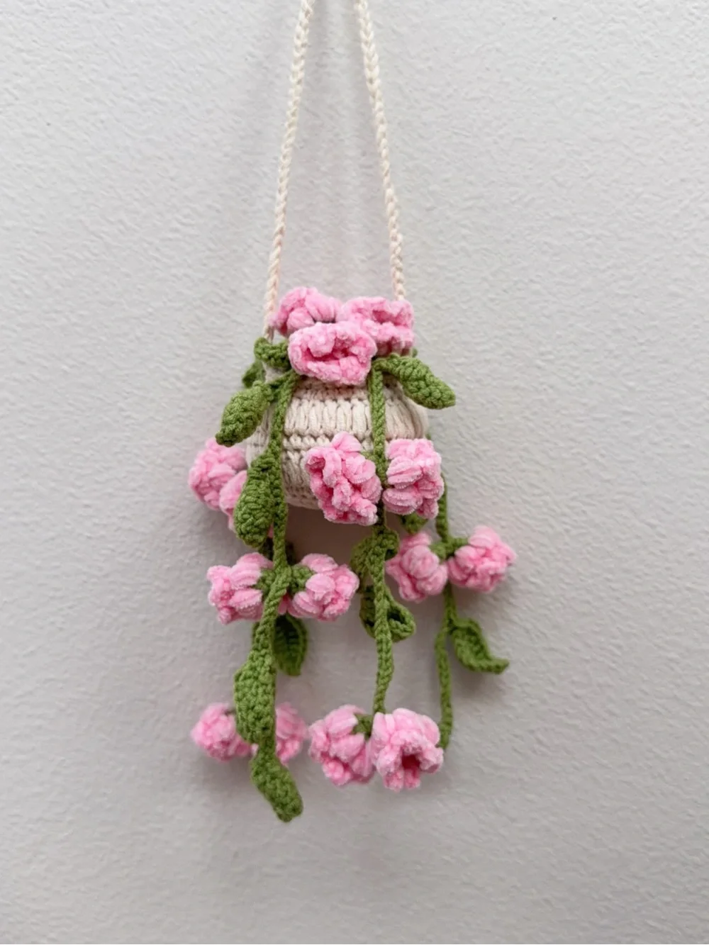 Handmade Pink Crochet Flower Crossbody Bag
